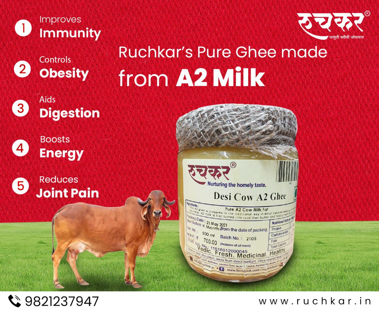 A2 Cow Ghee 500ml glass jar